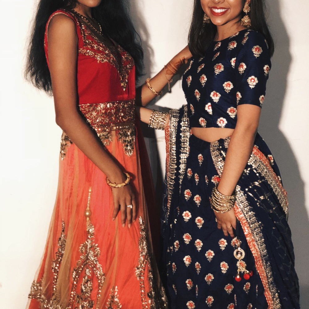 Royal blue Lahenga (right)